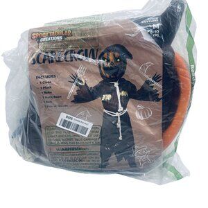 Child Scarecrow Costume M 8-10 Includes Cloak Mask Robe Neck Rope Belt Gloves